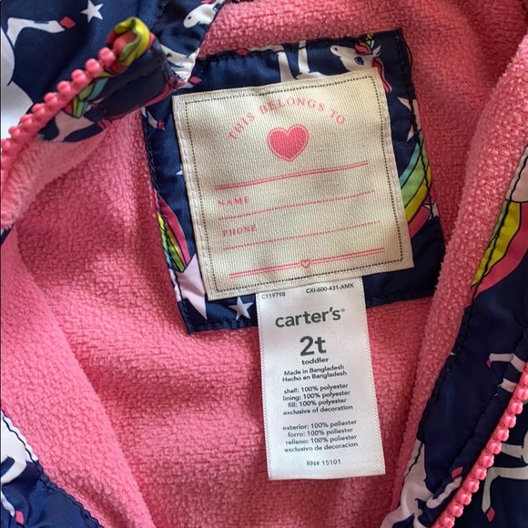 Carter’s Unicorn Spring Jacket - Picture 3 of 3